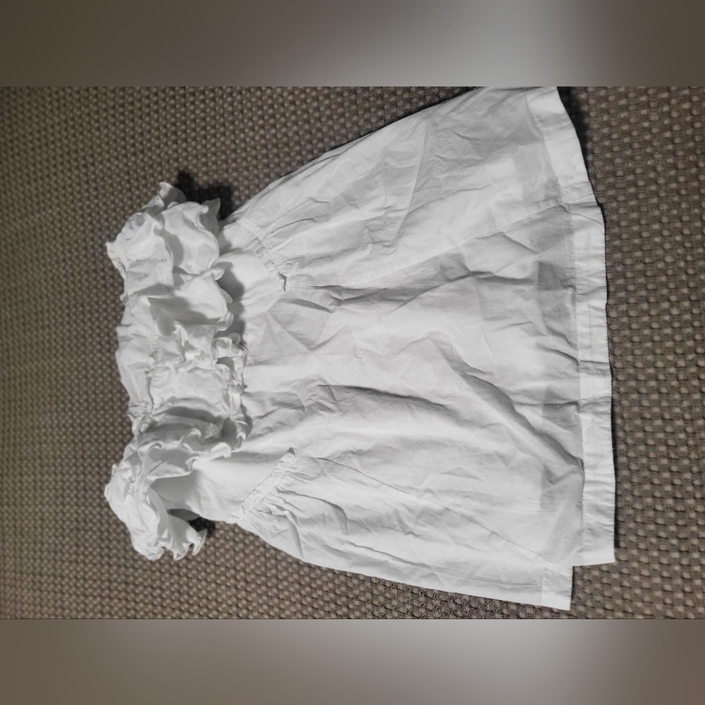 Free People  White Ruffle Mini Dress S - Picture 8 of 14